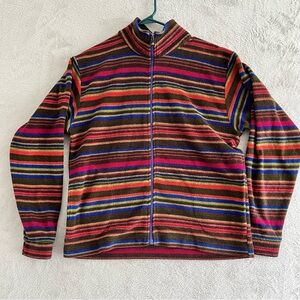 Vintage Adidas Jacket Women L(14/16) Full Zip Fleece Striped Colorful Multicolor
